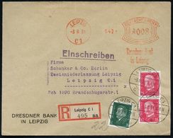 BANK / GELD : LEIPZIG/ C1/ Dresdner Bank.. 1931 (3.8.) AFS 008 Pf. + Zusatz-Frankatur 8 Pf. Ebert U. Paar 15 Pf. Hindenb - Unclassified