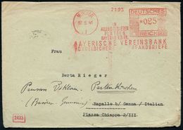 BANK / GELD : MÜNCHEN/ 1/ ..BAYERISCHE VEREINSBANK/ MÜNDELSICHER PFANDBRIEFE 1941 (12.5.) AFS 025 Pf. + Rs. OKW-Zensurst - Non Classés