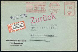 BANK / GELD : 748 SIGMARINGEN/ ::SPARPRÄMIE/ 20% BIS 30%/ HOHENZOLLERNSCHE LANDESBANK 1966 (9.12.) AFS 110 Pf. + RZ: 748 - Non Classificati