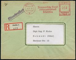 BANK / GELD : Stettin/ 1/ Pommersche Bank AG.. 1935 (4.4.) AFS 054 Pf. + RZ: Stettin 4 , Rs. Abs.-Vordruck + Stumme Sieg - Ohne Zuordnung