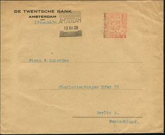 BANK / GELD : NIEDERLANDE 1928 (13.12.) Zweifarbiger AFS: AMSTERDAM/CENT/12 1/2/1/NEDERLAND (Ort Schwarz Ohne Werbung, K - Ohne Zuordnung