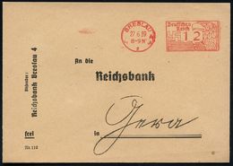 STAATSBANKEN / REICHSBANK / BUNDESBANK : BRESLAU/ *1*/ Deutsches/ Reich 1939 (27.6.) PFS 12 Pf. Hakenkreuz/Adler = Brief - Ohne Zuordnung