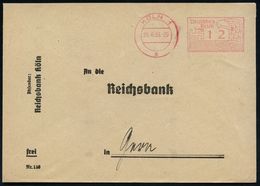 STAATSBANKEN / REICHSBANK / BUNDESBANK : KÖLN 1/ S/ Deutsches/ Reich 1939 (28.6.) PFS 12 Pf. Hakenkreuz/Adler = Briefpor - Ohne Zuordnung