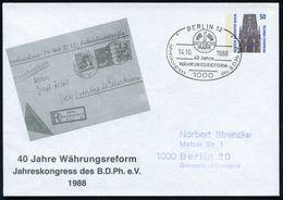 NUMISPHILATELIE / GELDSCHEINE / MÜNZEN : 1000 BERLIN 12/ 40 Hahre/ WÄHRUNGSREFORM.. 1988 (14.10.) SSt = 1.- DM Auf Passe - Zonder Classificatie