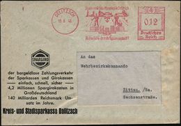 NUMISPHILATELIE / GELDSCHEINE / MÜNZEN : DELITZSCH/ Kreis-u.Stadtsparkasse.. 1943 (19.5.) Dekorat. AFS = Gestapelte Bank - Ohne Zuordnung