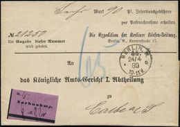 DEVISEN / BÖRSE / WERTPAPIERE : BERLIN.W./ 44./ *a 1880 (24.4.) 1K Klar Auf Falt-Dienst-Bf: Die Expedition Der Berliner  - Non Classificati