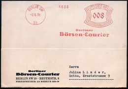 DEVISEN / BÖRSE / WERTPAPIERE : BERLIN SW/ 19/ Berliner/ Börsen-Courier 1931 (2.6.) AFS 008 Pf. Klar Auf Firmen-Kt. (Dü. - Ohne Zuordnung