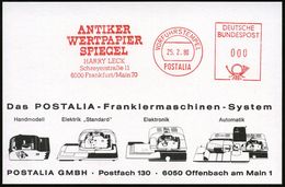 DEVISEN / BÖRSE / WERTPAPIERE : 6000 Frankfurt-Main 70 1980 (25.2.) AFS: VORFÜHRSTEMPEL/POSTALIA/ANTIKER/WERTPAPIER/SPIE - Zonder Classificatie