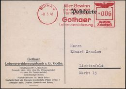 VERSICHERUNGEN : GOTHA 2/ Aller Gewinn/ Restlos Den/ Versicherten/ Gothaer/ Lebensversicherung 1941 (8.3.) AFS Klar Auf  - Ohne Zuordnung