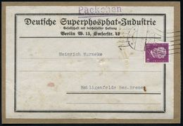 CHEMIE / PRODUKTE / CHEMISCHE INDUSTRIE : BERLIN W/ *15* 1932 Päckchen-RoWellenSt Auf EF 40 Pf. Hindenbg. Mit Firmenloch - Chemistry