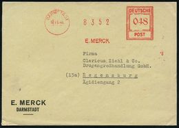 CHEMIE / PRODUKTE / CHEMISCHE INDUSTRIE : DARMSTADT/ E.MERCK 1946 (12.11.) Sehr Seltener AFS-Typ "Hochrechteck" Mit Alte - Chemie