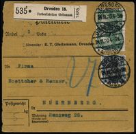 CHEMIE / PRODUKTE / CHEMISCHE INDUSTRIE : DRESDEN-/ *ALTST.18* 1920 (24.11.) 1K-Gitter Auf 75 Pf. Germania U. 1.25 Mk Po - Chemistry