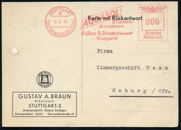 CHEMIE / PRODUKTE / CHEMISCHE INDUSTRIE : STUTTGART/ 8/ SDA/ AQUASOL/ Bitumen-/ Emulion/ Gustav A. Braun.. 1938 (9.6.) A - Chimica