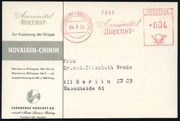 I.-G.-FARBEN INDUSTRIE, TOCHTERFIRMEN & NACHFOLGER : (16) FRANKFURT (MAIN)-HÖCHST 1/ Arzneimittel/ HOECHST 1954 (4.3.) A - Chimica