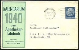 I.-G.-FARBEN INDUSTRIE, TOCHTERFIRMEN & NACHFOLGER : LEVERKUSEN-I.G. WERK/ E 1939 (20.12.) Seltener MaWellenstempel = Ha - Chimie