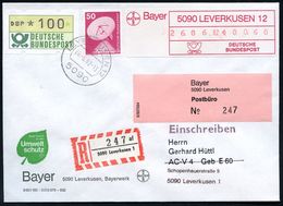 I.-G.-FARBEN INDUSTRIE, TOCHTERFIRMEN & NACHFOLGER : 5090 LEVERKUSEN 12/ O 1982 (26.6.) 1K Auf 150 Pf.-Frankatur + Gebüh - Chimica
