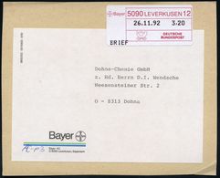 I.-G.-FARBEN INDUSTRIE, TOCHTERFIRMEN & NACHFOLGER : 5090 LEVERKUSEN 12/ Bayer/ DEUTSCHE/ BUNDESPOST 1992 (26.11.) Selbs - Chimie