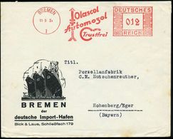 MINERALÖL & KRAFTSTOFFE / TECHNISCHE ÖLE : BREMEN/ 1/ Olascol/ Automozol/ Trustfrei 1934 (11.9.) AFS = Pfeil-Logo , Deko - Chemistry