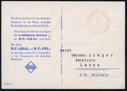 MINERALÖL & KRAFTSTOFFE / TECHNISCHE ÖLE : UNTERTÜRKHEIM/ 1/ 3 Pf./ Gebühr Bezahlt 1930 (1.11.) 1K-PFS 3 Pf. Auf Color-K - Chimie