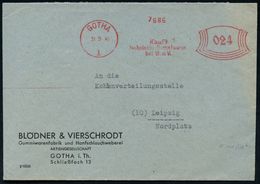 GUMMI / KAUTSCHUK : GOTHA/ 1/ Kauft/ Technische Gummiwaren/ Bei B & V 1946 (31.5.) Seltener, Aptierter AFS "Bogenrechtec - Scheikunde