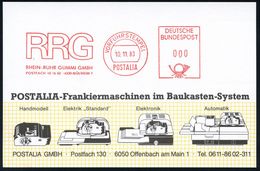 GUMMI / KAUTSCHUK : 4330 Mülheim 1 1983 (10.11.) AFS.: VORFÜHRSTEMPEL/POSTALIA/ R R G / RHEIN-RUHR GUMMI GMBH , Seltene  - Chimie