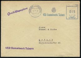 GUMMI / KAUTSCHUK : TABARZ (THÜRINGERW)/ VEB Gummiwerk Tabarz 1957 (4.7.) Blauer AFS = DDR-Dienstfarbe (Monogr.-Logo) +  - Scheikunde