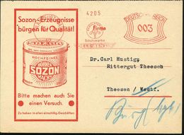 HAUSHALTS-CHEMIE : FRANKFURT (MAIN)/ REGULATOR/ ..OELE-BENZIN 1931 (30.1.) AFS (Logo) Dekorative Reklame-Kt.: SOZON BOHN - Chimica