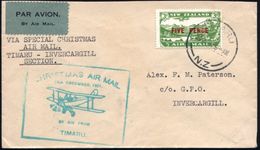 WEIHNACHTEN / ST. NIKOLAUS : NEUSEELAND 1931 (24.12.) Weihnachts-Sonderflug "Timaru - Invercargill" (AS) 5 P./3 P. Flp.- - Noël