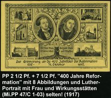 MARTIN LUTHER & REFORMATION & REFORMATOREN : Wittenberg 1917 (Okt.) PP 7 1/2 Pf. + 2 1/2 Pf. Germania: 400 Jahrfeier Ref - Cristianesimo