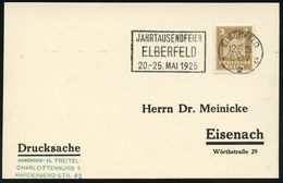 DEUTSCHE STÄDTE-JUBILÄEN : Wuppertal-Elberfeld 1925 (12.5.) Seltener MWSt: ELBERFELD/*2S/JAHRTAUSENDFEIER/ELBERFELD.. ,  - Sonstige & Ohne Zuordnung