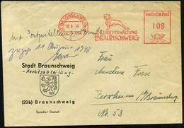 HEINRICH DER LÖWE / FRIEDRICH I. BARBAROSSA : (20) BRAUNSCHWEIG 1/ STADTVERWALTUNG 1948 (10.8.) AFS 108 Pf. = Löwen-Denk - Andere & Zonder Classificatie