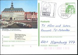 DIE HANSE / HANSESTÄDTE : 2970 Emden 1981 (12.11.) 50 Pf. BiP Burgen, Grün: Emden.. Die Seehafenstadt : Rathaus + Orts-  - Altri & Non Classificati