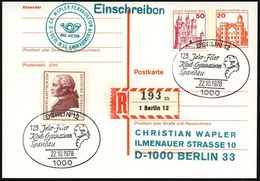 DEUTSCHE GESCHICHTE: PREUSSEN : 1000 BERLIN 12/ 125 Jahr-Feier/ Kant-Gymnasium/ Spandau 1978 (22.10.) SSt = Kant-Büste A - Altri & Non Classificati