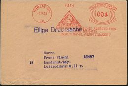 ARBEITERBEWEGUNG 1848-1933 : BERLIN NW/ 40/ BUTAB/ BUND DER TECHN.ANGESTELLTEN/ U.BEAMTEN.. 1932 (Sept.) AFS = Gewerksch - Other & Unclassified