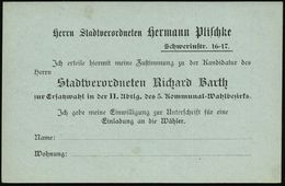 DEUTSCHE GESCHICHTE 1871 - 1914 : Berlin W.30 1902 Orts-P 2 Pf.Germania + Zweiseitiger Zudruck: Stadtverordneter H.Plisc - Sonstige & Ohne Zuordnung