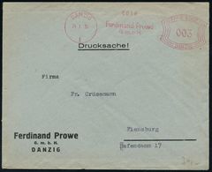 FREIE STADT DANZIG (1920 - 1939) & DANZIG BIS 1944 : DANZIG/ 1/ Ferdinand Prove/ GmbH 1931 (24.1.) AFS Francotyp Bogenre - Altri & Non Classificati