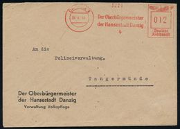 FREIE STADT DANZIG (1920 - 1939) & DANZIG BIS 1944 : DANZIG 1/ Der Oberbürgermeister/ Der Hansestadt Danzig/ 4 1944 (4.4 - Other & Unclassified