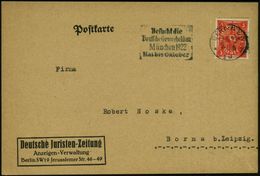 WEIMARER REPUBLIK 1919 - 1932/33 : BERLIN SW/ *19y/ Besucht Die/ Deutsche Gewerbeschau/ München.. 1922 (12.10.) MWSt Auf - Other & Unclassified