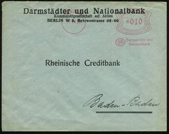 WEIMARER REPUBLIK 1919 - 1932/33 : BERLIN W 8/ Darmstädter U./ Nationalbank 1926 (11.11.) AFS Francotyp "Bogenrechteck"  - Andere & Zonder Classificatie