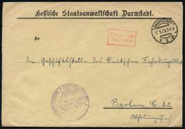 WEIMARER REPUBLIK 1919 - 1932/33 : DARMSTADT/ *1p 1923 (17.9.) 1K-Bücke + Roter Ra.2: Gebühr Bezahlt/ Taxe Percue + Viol - Sonstige & Ohne Zuordnung