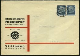 NATIONALSOZIALISMUS / III. REICH 1933 - 1945 : VILLINGEN (SCHWARZW)/ B 1942 (8.12.) 2K-Steg Auf Dekorat. NS-Firmen-Bf.:  - Sonstige & Ohne Zuordnung