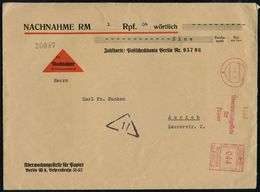 NS-INSTITUTIONEN & ORGANISATIONEN : BERLIN W/ 8/ Überwachungsstelle/ Für/ Papier 1937 (9.2.) AFS 044 Pf. Auf Gr. NN-Dien - Sonstige & Ohne Zuordnung