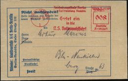 NS-INSTITUTIONEN & ORGANISATIONEN : BERLIN-NEUKÖLLN/ 1/ Reichshauptstadt Berlin/ ..Tretet Ein/ In Die/ N.S. Volkswohlfah - Sonstige & Ohne Zuordnung