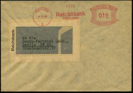 NS-INSTITUTIONEN & ORGANISATIONEN : MÜNCHEN/ 1/ Reichsbank/ München 1944 (6.10.) Alter AFS "Bogenrechteck" Klar Auf Dien - Autres & Non Classés