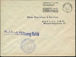 NS-MINISTERIEN 1933-45 : BERLIN SW11/ Ah/ Vermidet/ RUNDFUNK-/ STÖRUNGEN 1934 (3.7.) MWSt + Viol. 1L: FdAR + 1K-HdN: Rei - Other & Unclassified