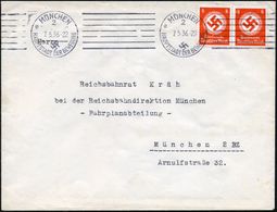 NS-MINISTERIEN 1933-45 : MÜNCHEN/ 2/ E/ HDB 1936 (7.5.) BdMWSt Auf 2x 8 Pf. Behördendienst (Mi.D 136 MeF) Rs. Dekorat. P - Sonstige & Ohne Zuordnung