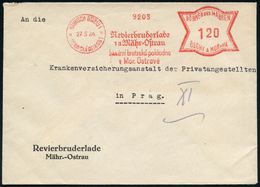 CSR-BESETZUNG 1939 : BÖHMEN & MÄHREN 1944 (27.5.) AFS Francotyp Zweisprachig: MÄHRISCH OSTRAU 1/ MORAVSKA OSTRAVA 1/ Rev - Other & Unclassified