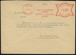 CSR-BESETZUNG 1939 : BÖHMEN & MÄHREN 1942 (14.10./7.11.) AFS Francotyp Zweisprachig: OLMÜTZ 3/ OLOMUC 3/HANDELS- U./ GEW - Other & Unclassified