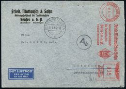 II. WELTKRIEG (1939 - 1945) : BENSEN (KR TETSCHEN)/ Fried.Mattausch & Sohn.. 1944 (27.5.) AFS 035 Pf. + Blauer OKW-Zensu - WW2