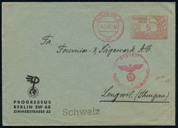 II. WELTKRIEG (1939 - 1945) : BERLIN SW 11/ Ad/ Deutsches/ Reich 1943 (14.1.) PFS 5 Pf. Adlerkopf/Hakenkreuz + Roter OKW - 2. Weltkrieg